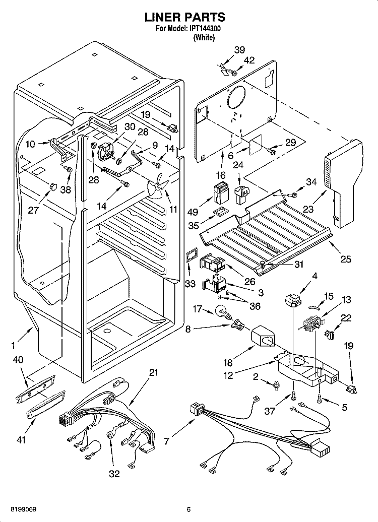 LINER PARTS Diagram and Parts List for IPT144300  Inglis Refrigerator