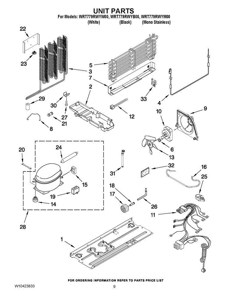 UNIT PARTS Diagram and Parts List for WRT779RWYM00  Whirlpool Refrigerator
