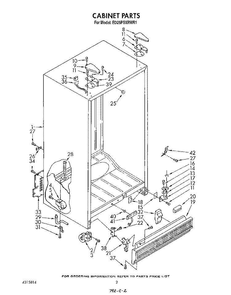 CABINET Diagram and Parts List for ED25PSXRWR1  Whirlpool Refrigerator