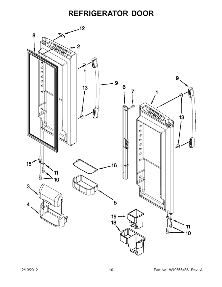 REFRIGERATOR DOOR Diagram and Parts List for GX5FHTXVY010  Whirlpool Refrigerator