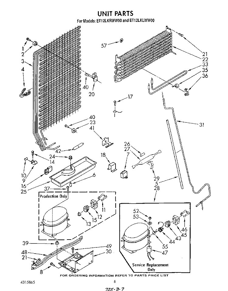 UNIT Diagram and Parts List for ET12LKLWN00  Whirlpool Refrigerator