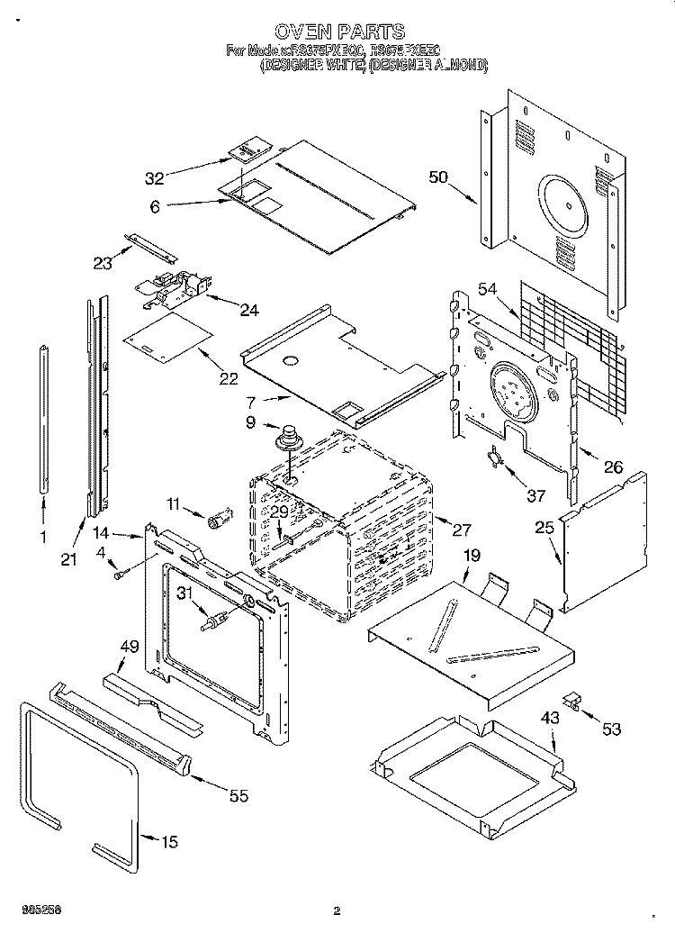 OVEN Diagram and Parts List for RS675PXEZ0  Whirlpool Range