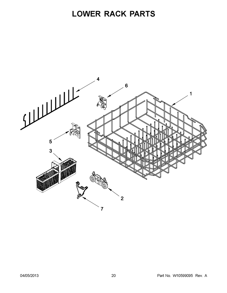 LOWER RACK PARTS Diagram and Parts List for KUDS30FXPA9  KitchenAid Dishwasher