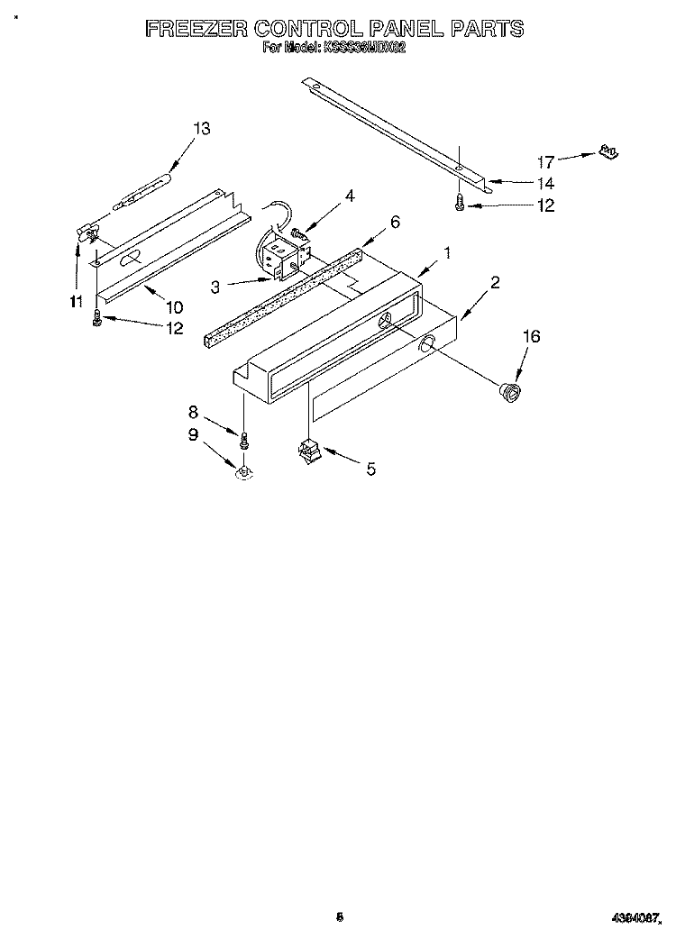 FREEZER CONTROL PANEL Diagram and Parts List for KSSS36MDX02  KitchenAid Refrigerator