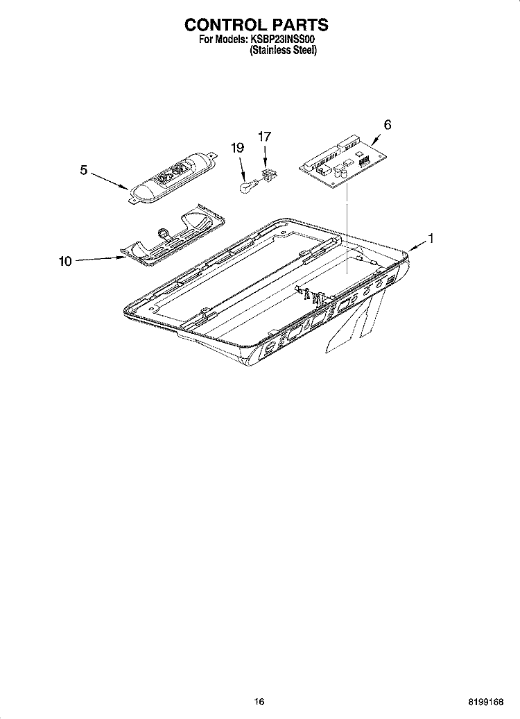 CONTROL PARTS Diagram and Parts List for KSBP23INSS00  KitchenAid Refrigerator