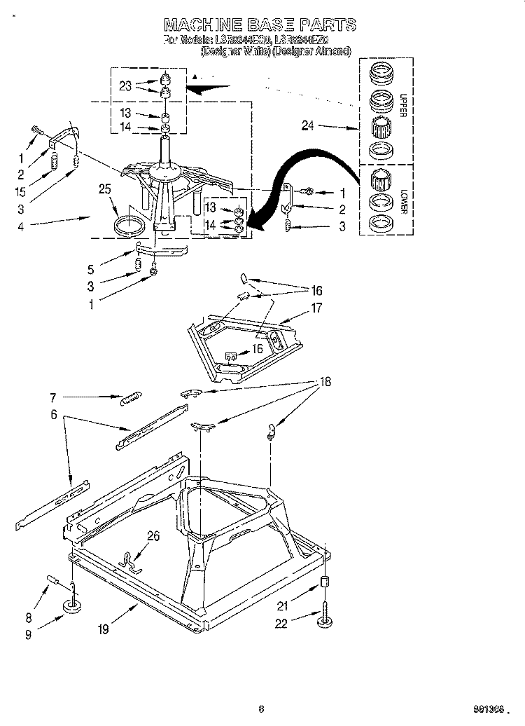 MACHINE BASE Diagram and Parts List for LSR8244EQ0  Whirlpool Washer