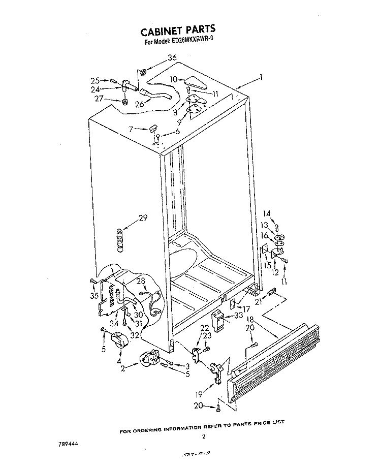 CABINET Diagram and Parts List for ED26MKXRWR0  Whirlpool Refrigerator