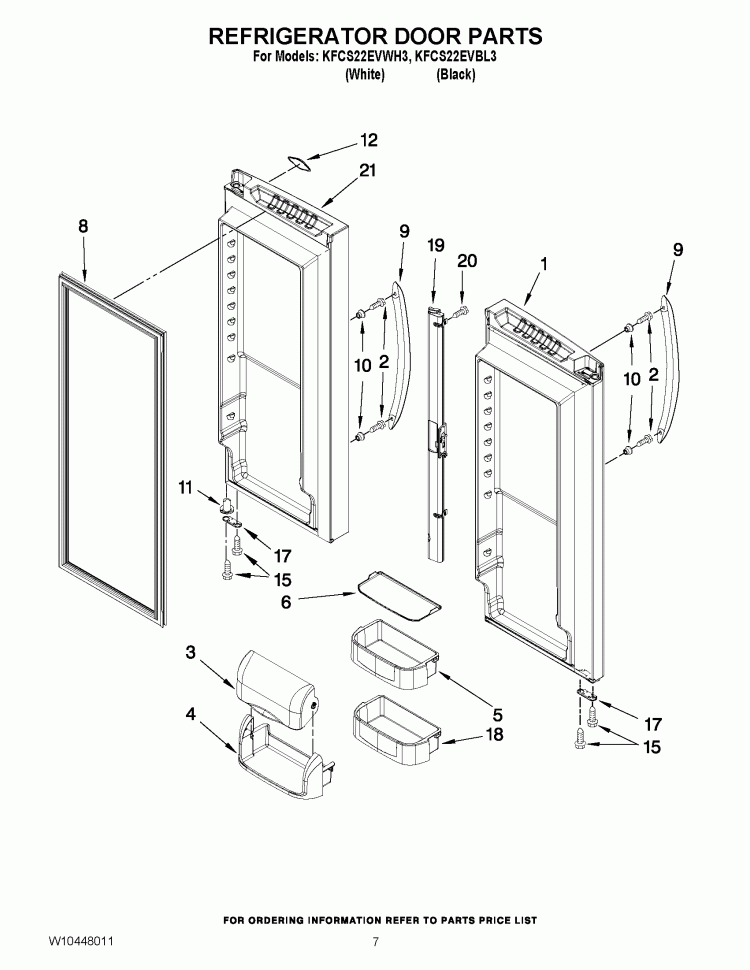 REFRIGERATOR DOOR PARTS Diagram and Parts List for KFCS22EVBL3  KitchenAid Refrigerator