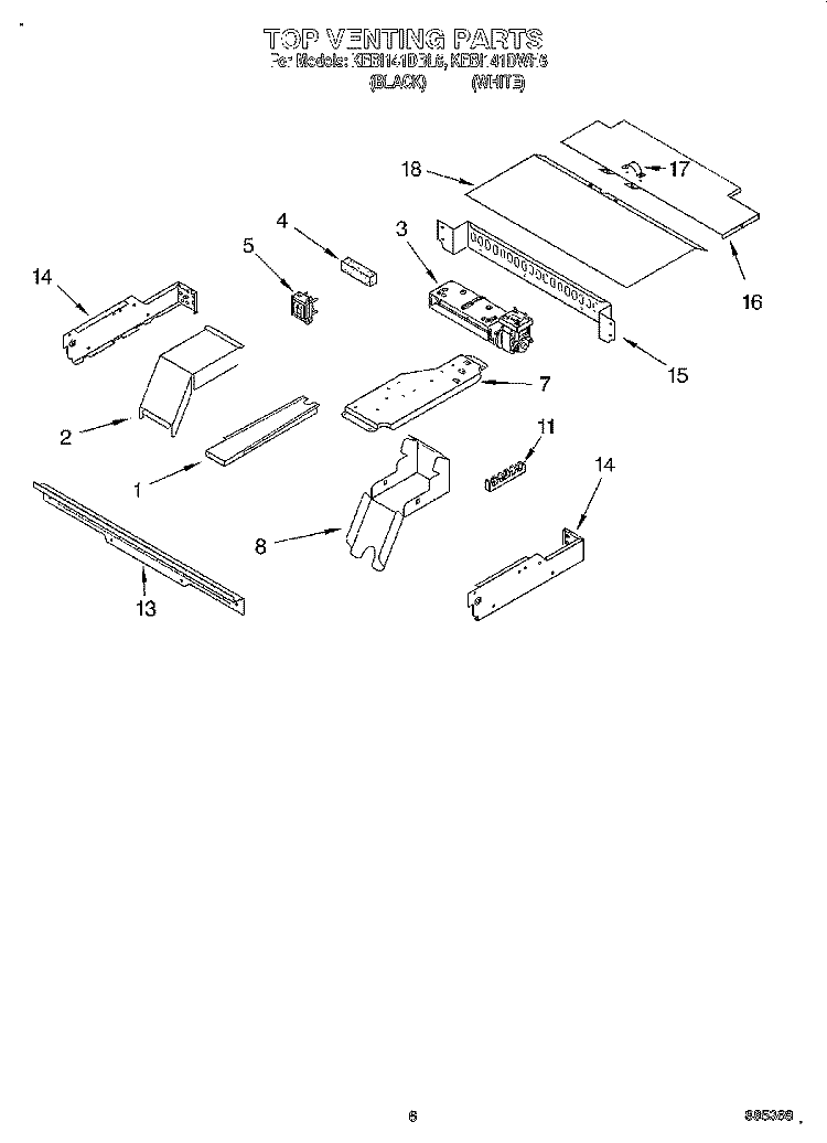TOP VENTING Diagram and Parts List for KEBI141DBL6  KitchenAid Wall Oven