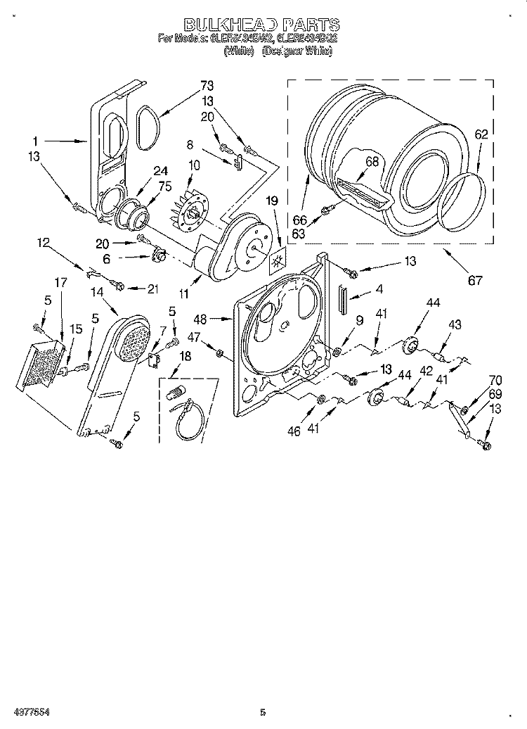 SECTION Diagram and Parts List for 6LER5434BQ2  Whirlpool Dryer