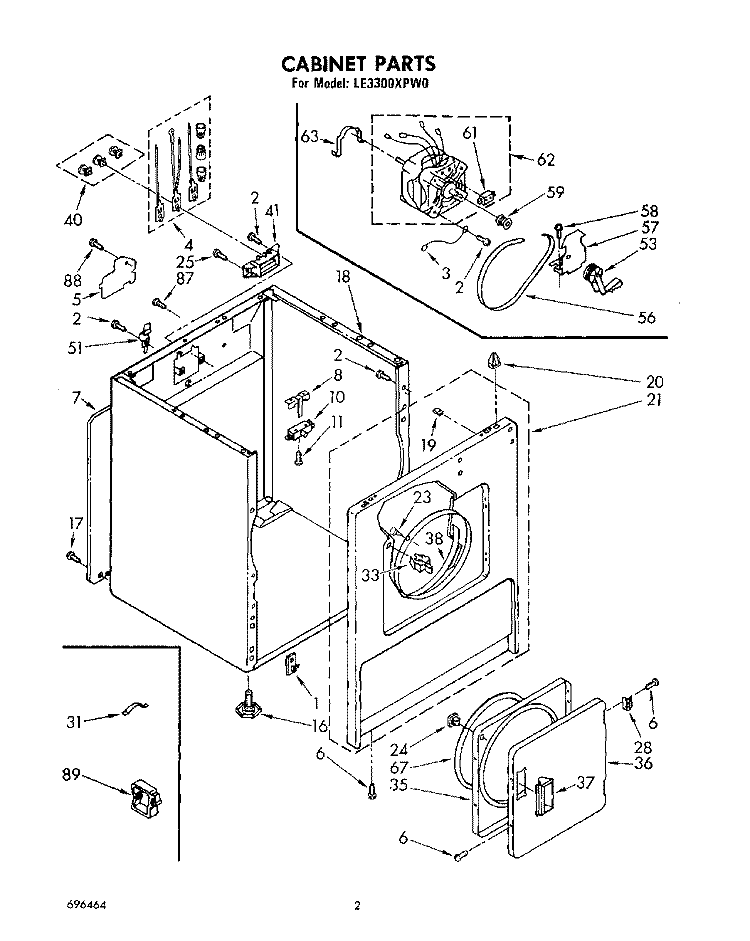 SECTION Diagram and Parts List for LE3300XPW0  Whirlpool Dryer