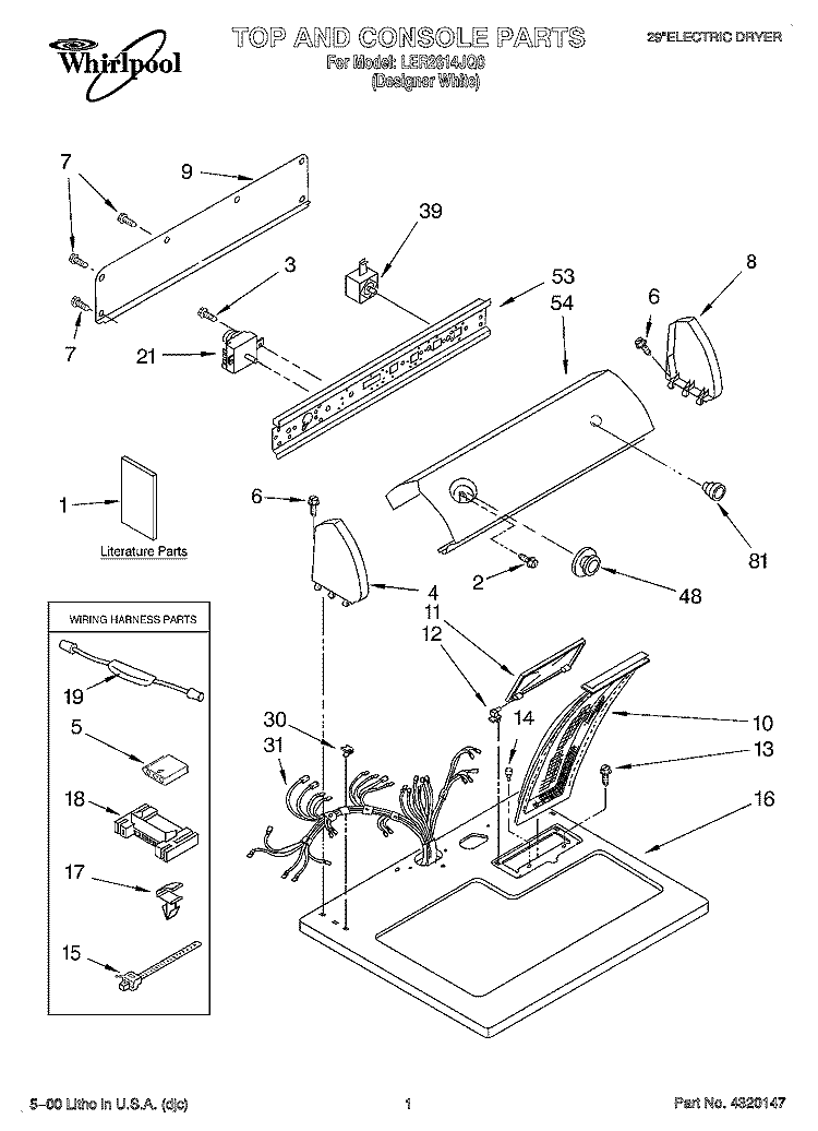 SECTION Diagram and Parts List for LER2614JQ0  Whirlpool Dryer