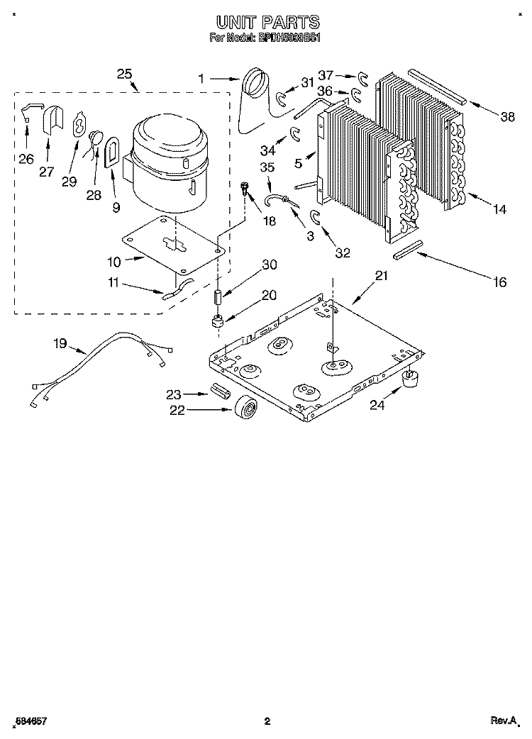 SECTION Diagram and Parts List for BPDH5000BS1  KitchenAid Dehumidifier