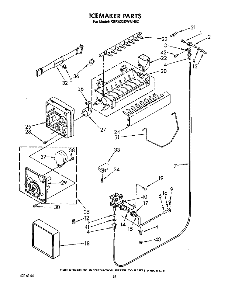 ICEMAKER, LIT/OPTIONAL Diagram and Parts List for KSRS22DWAL02  KitchenAid Refrigerator