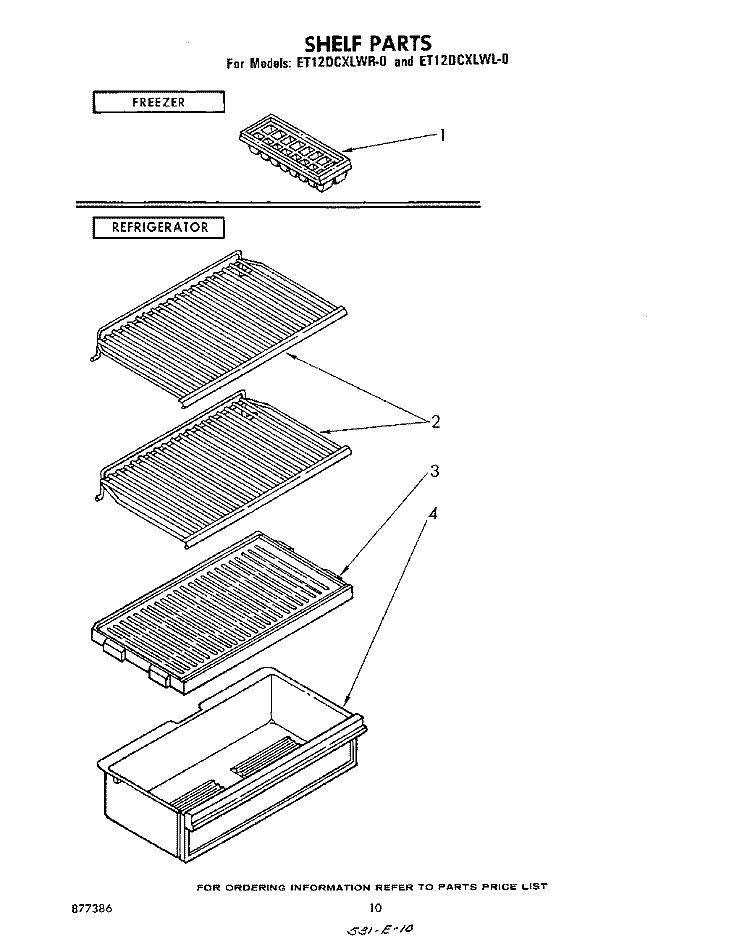 SHELF Diagram and Parts List for ET12DCXLWR0  Whirlpool Refrigerator
