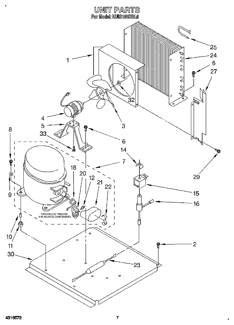UNIT Diagram and Parts List for KUIS185DBL0  KitchenAid Ice Maker