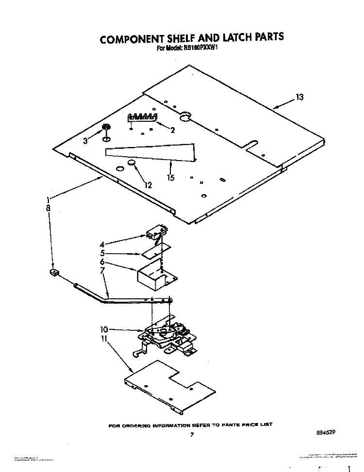 COMPONENT SHELF AND LATCH Diagram and Parts List for RB160PXXW1  Whirlpool Range
