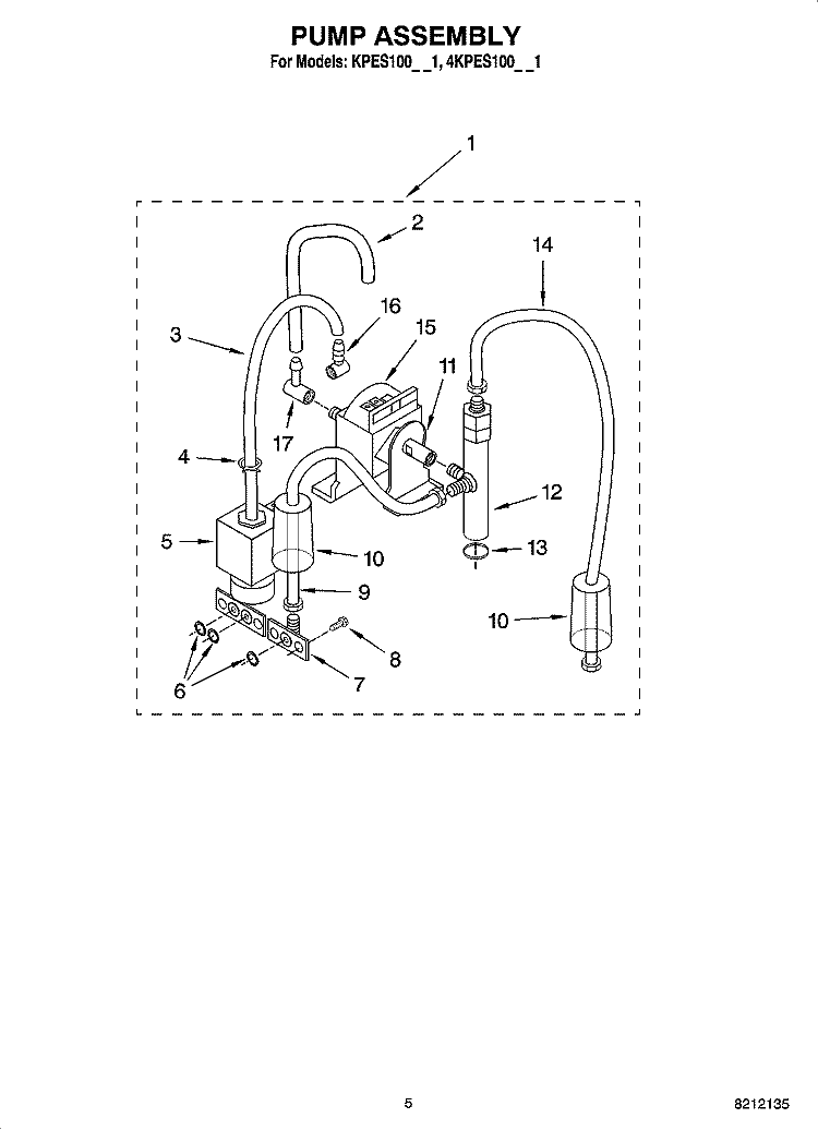 PUMP ASSEMBLY Diagram and Parts List for 4KPES100PM1  KitchenAid Coffee Maker
