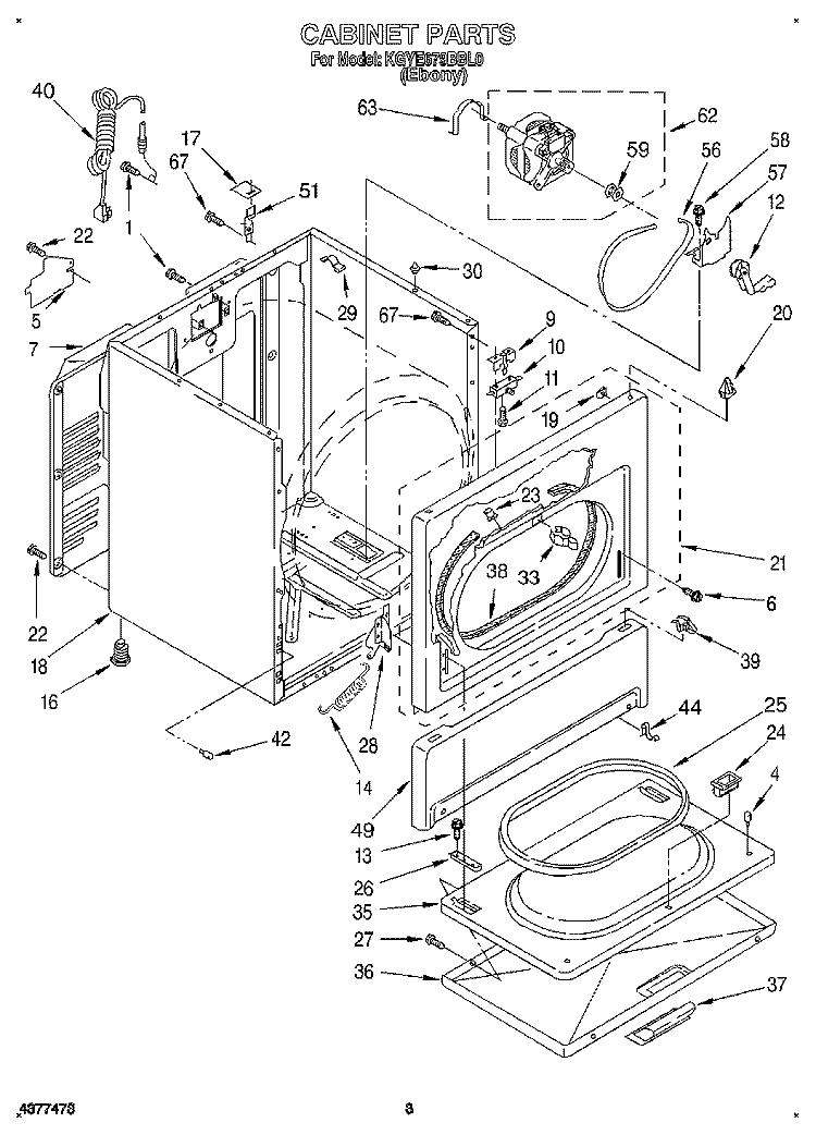CABINET Diagram and Parts List for KGYE679BBL0  KitchenAid Dryer