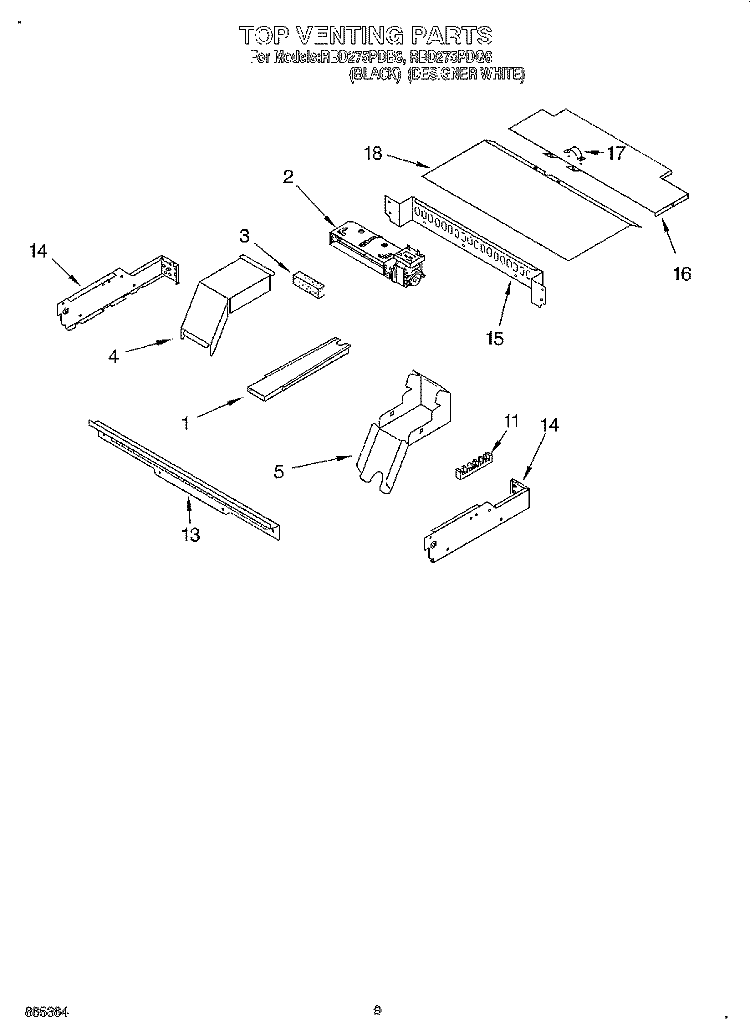 TOP VENTING, OPTIONAL Diagram and Parts List for RBD275PDB6  Whirlpool Wall Oven