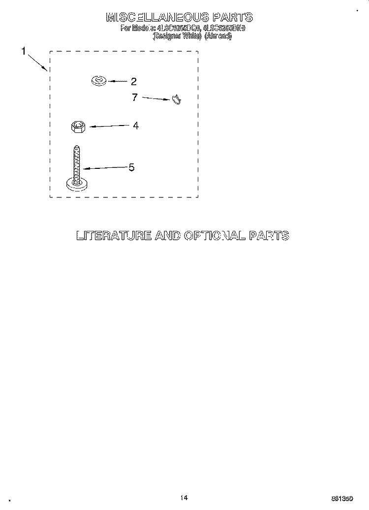 MISCELLANEOUS, LIT/OPTIONAL Diagram and Parts List for 4LSC9255DQ0  Whirlpool Washer