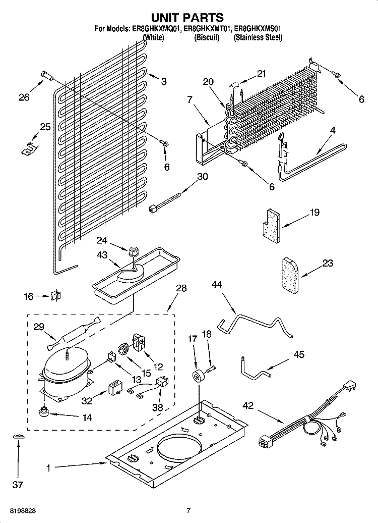 UNIT PARTS Diagram and Parts List for ER8GHKXMT01  Whirlpool Refrigerator