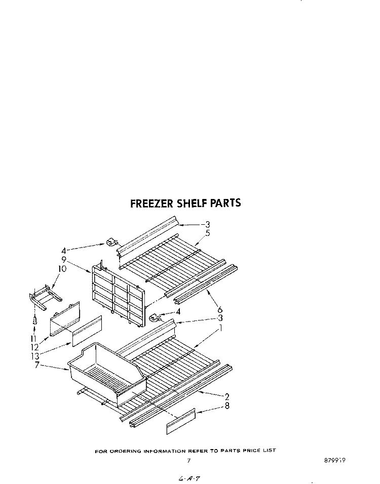 FREEZER SHELF Diagram and Parts List for KTRF22MTAL00  Whirlpool Refrigerator