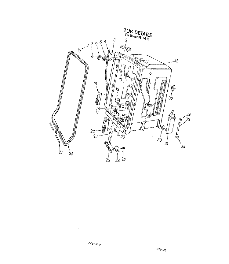 TUB Diagram and Parts List for 8517L10  Roper Dishwasher
