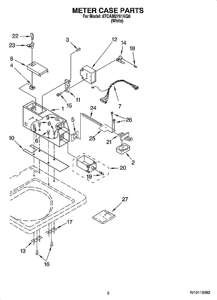 METER CASE PARTS Diagram and Parts List for 8TCAM2761KQ0  Whirlpool Washer