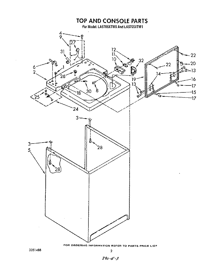 LITERATURE AND OPTIONAL Diagram and Parts List for LA5705XTG0  Whirlpool Washer