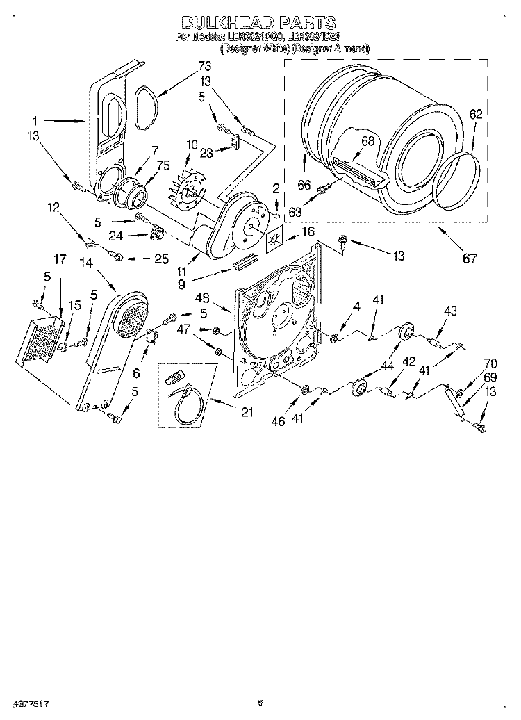 SECTION Diagram and Parts List for LER3624DQ0  Whirlpool Dryer
