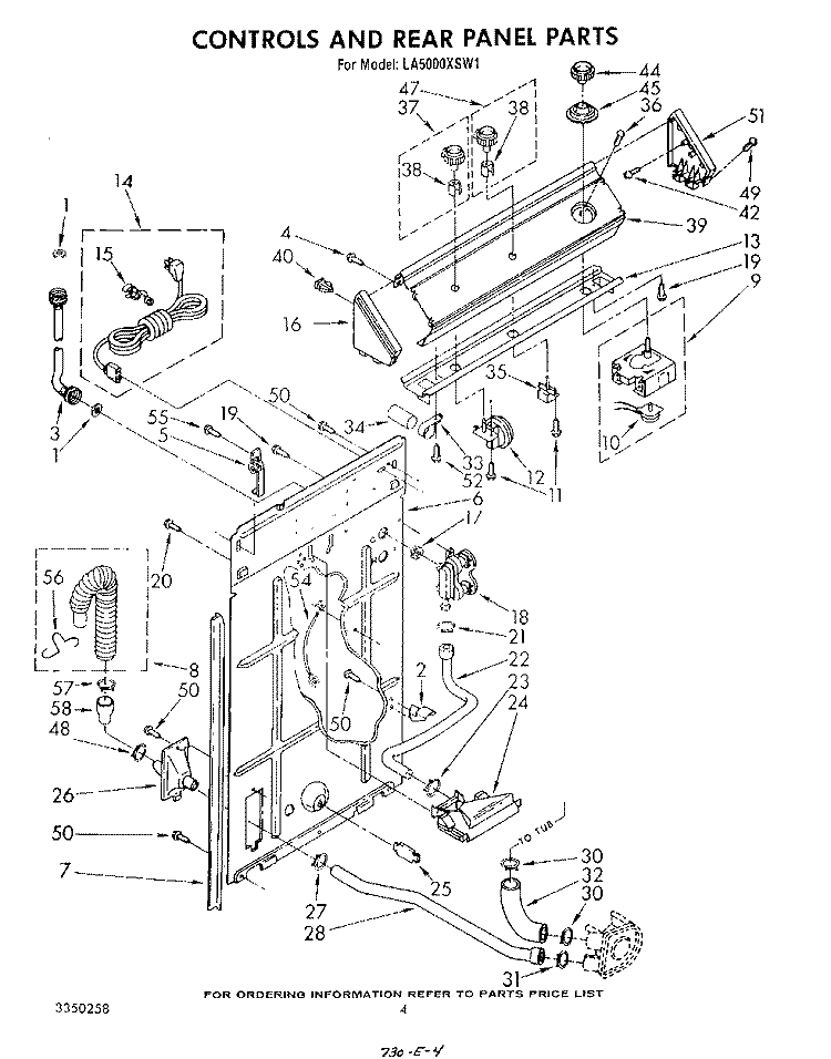 CONTROLS AND REAR PANEL Diagram and Parts List for LA5000XSW1  Whirlpool Washer