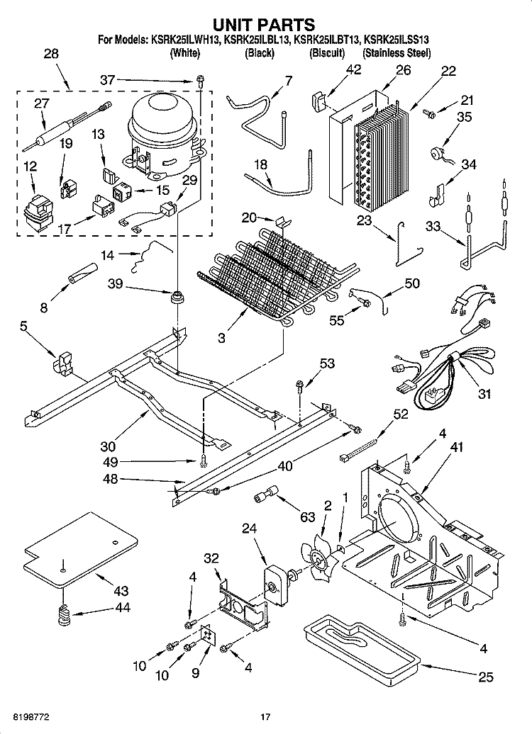 UNIT PARTS Diagram and Parts List for KSRK25ILWH13  KitchenAid Refrigerator