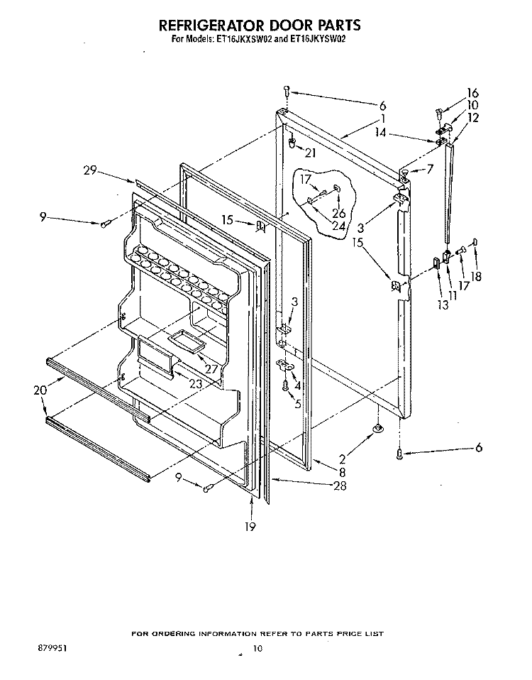 REFRIGERATOR DOOR, LIT/OPTIONAL Diagram and Parts List for ET16JKYSN02  Whirlpool Refrigerator