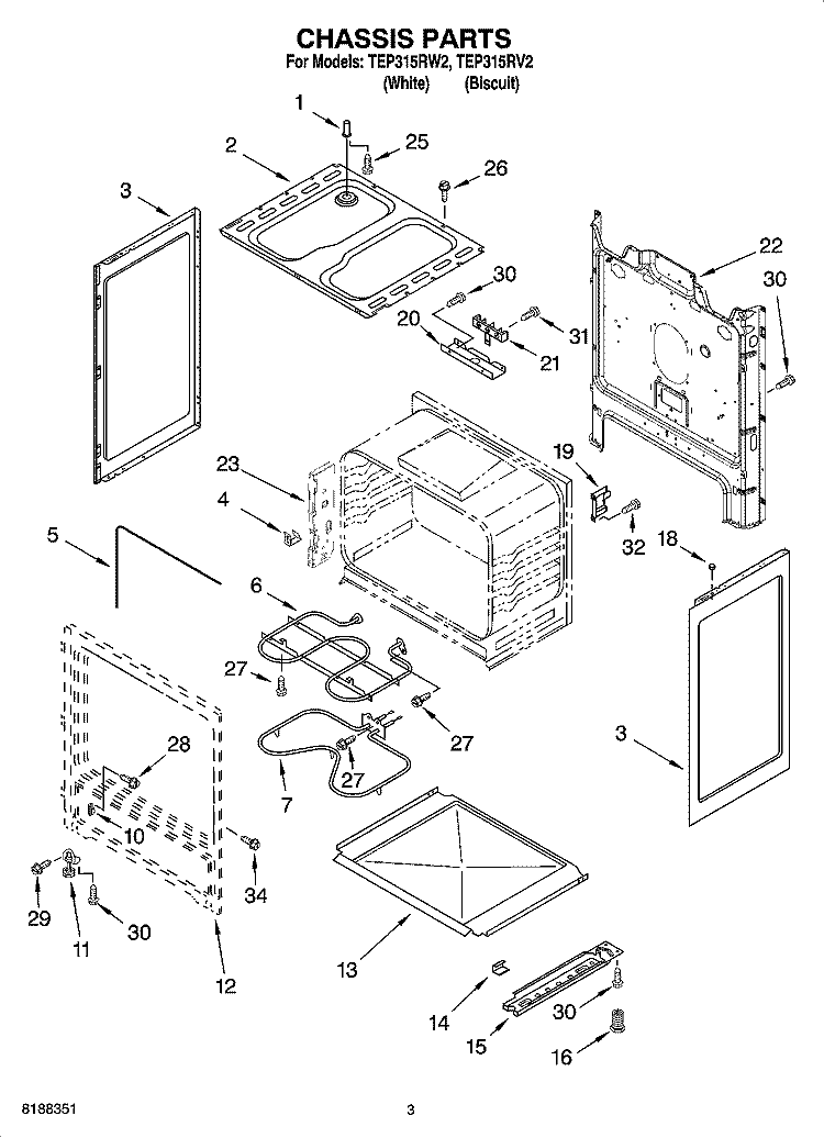 CHASSIS PARTS Diagram and Parts List for TEP315RW2  Estate Range