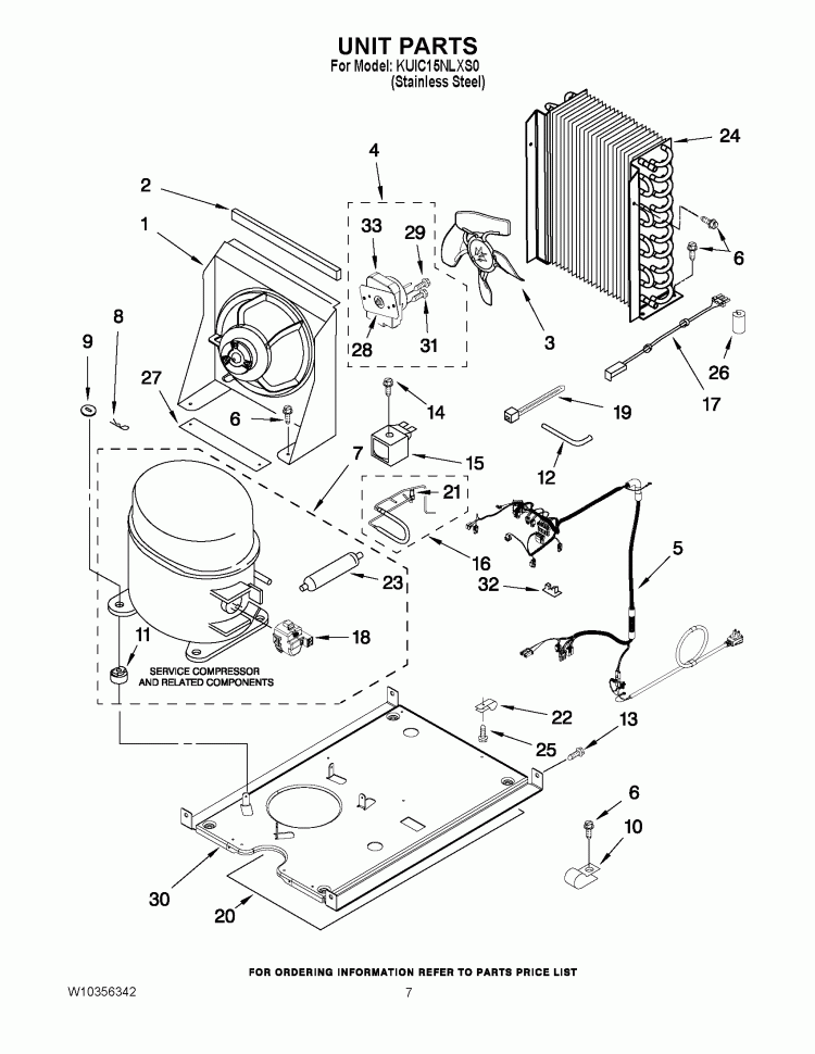 UNIT PARTS Diagram and Parts List for KUIC15NLXS0  KitchenAid Ice Maker