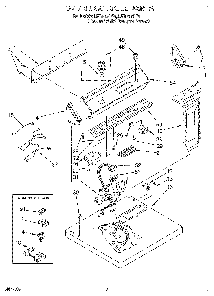 SECTION Diagram and Parts List for LET8858DQ1  Whirlpool Dryer