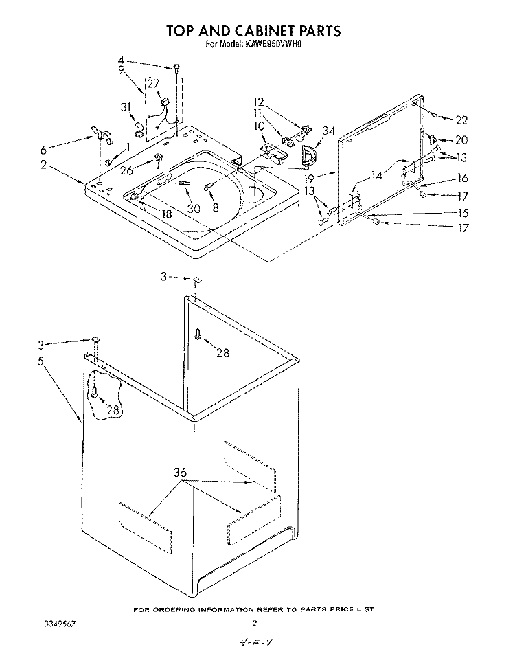 TOP AND CABINET , LITERATURE AND OPTIONAL Diagram and Parts List for KAWE950VAL0  KitchenAid Washer