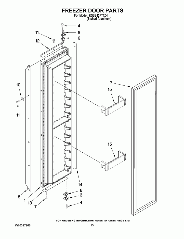 FREEZER DOOR PARTS Diagram and Parts List for KSSS42FTX04  KitchenAid Refrigerator