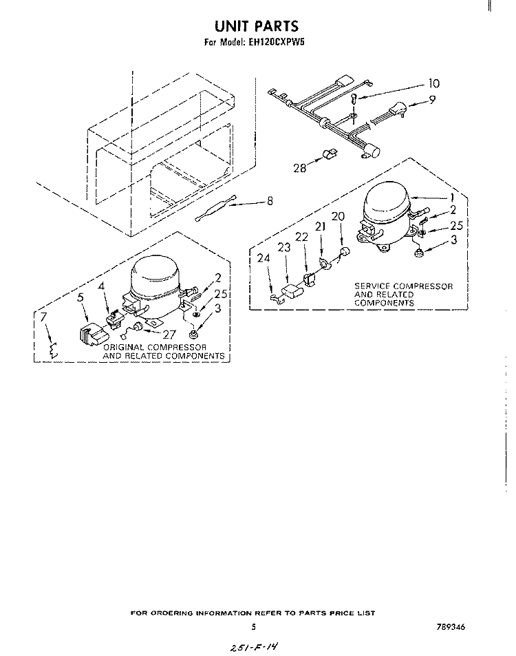 SECTION Diagram and Parts List for EH120CXPW5  Whirlpool Freezer