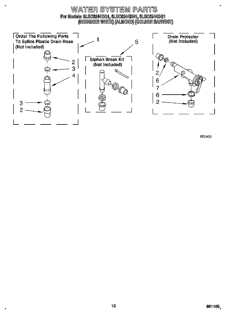 WATER SYSTEM Diagram and Parts List for 8LSC6244BN1  Whirlpool Washer