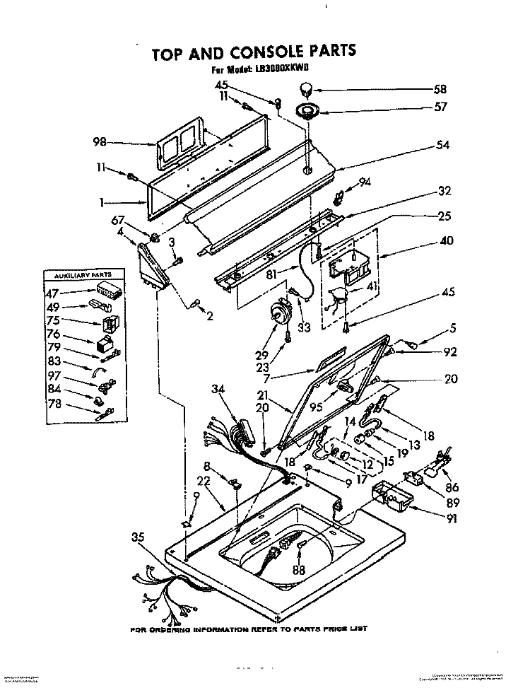 TOP AND CONSOLE Diagram and Parts List for LB3000XKW0  Whirlpool Washer