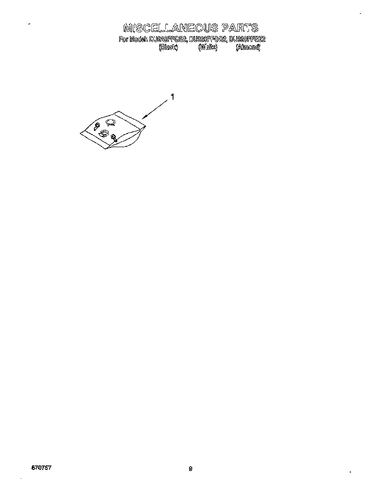 MISCELLANEOUS, LIT/OPTIONAL Diagram and Parts List for DU920PFGZ2  Whirlpool Dishwasher