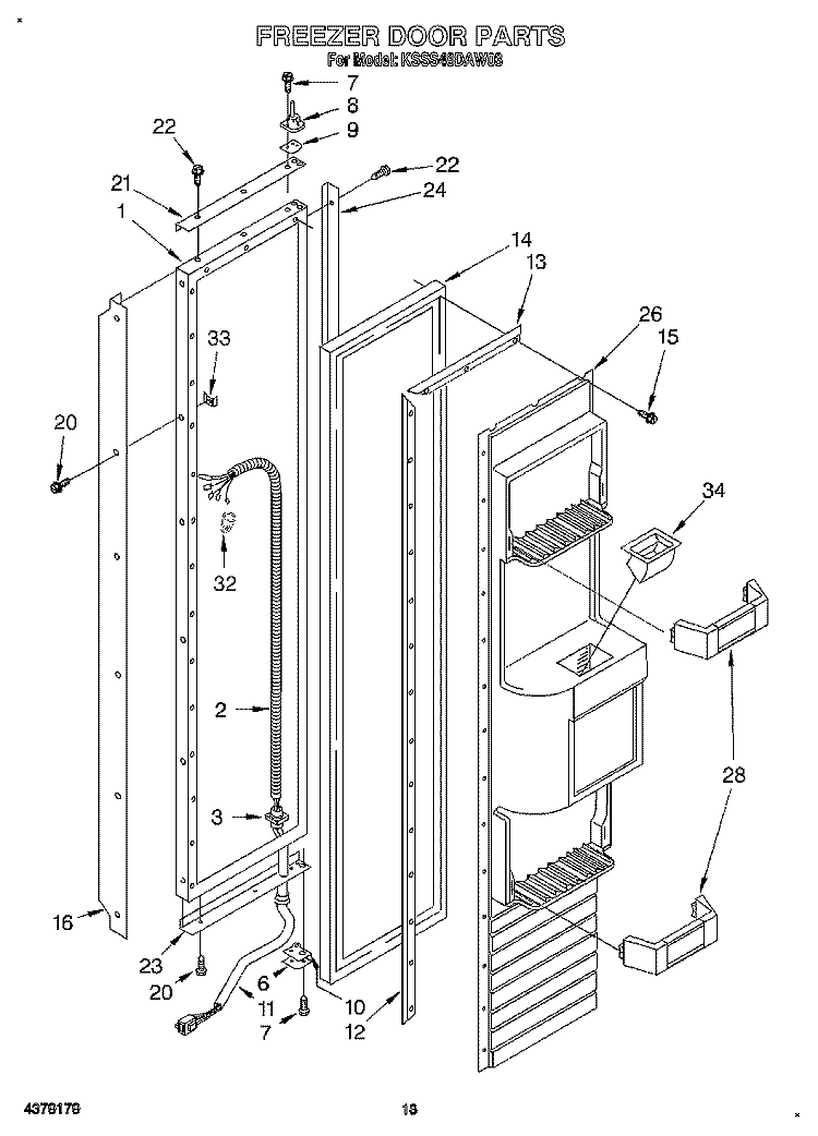 FREEZER DOOR Diagram and Parts List for KSSS48DAW03  KitchenAid Refrigerator