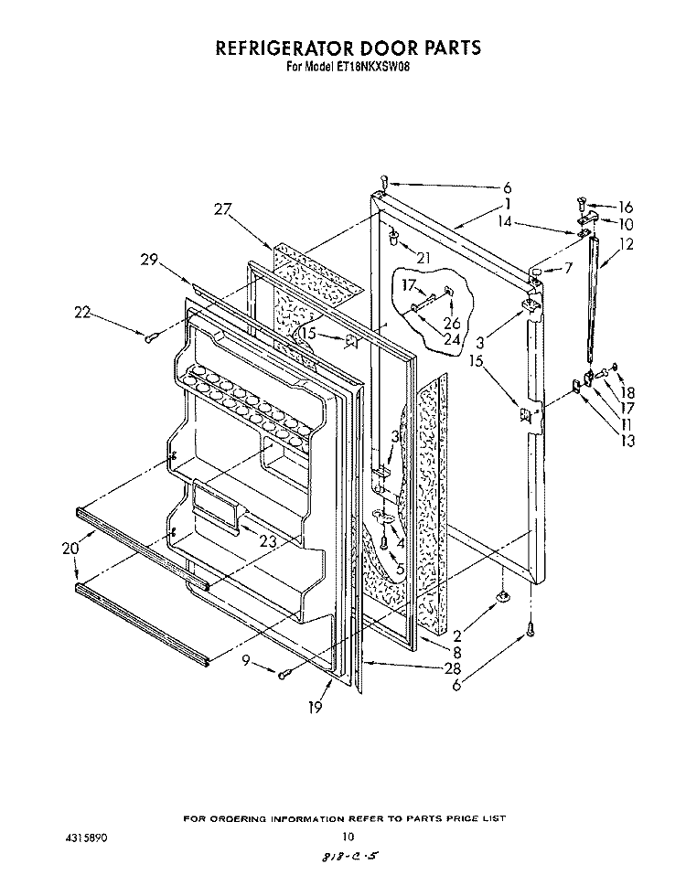 REFRIGERATOR DOOR , LIT/OPTIONAL Diagram and Parts List for ET18NKXSW08  Whirlpool Refrigerator