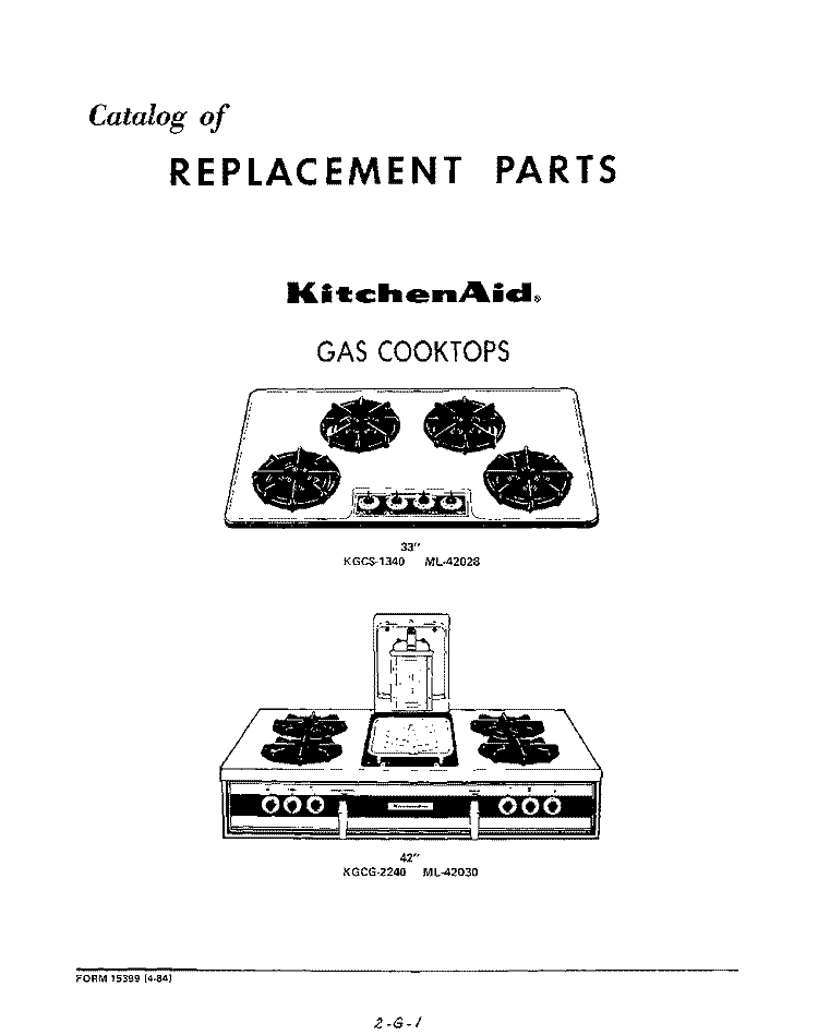 COVER Diagram and Parts List for KGCG2240  KitchenAid Cooktop