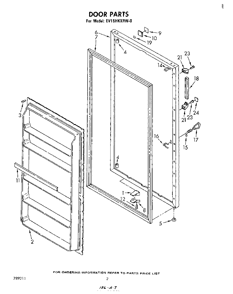 DOOR , LIT/OPTIONAL Diagram and Parts List for EV15HKXRW0  Whirlpool Freezer
