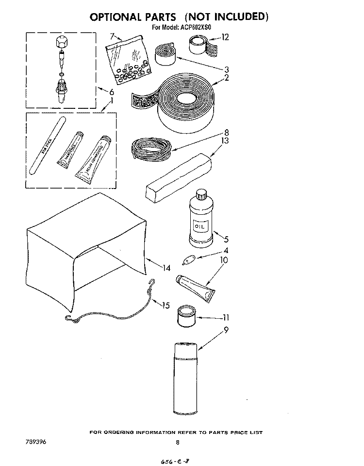 LIT/OPTIONAL Diagram and Parts List for ACP602XS0  Whirlpool Air Conditioner