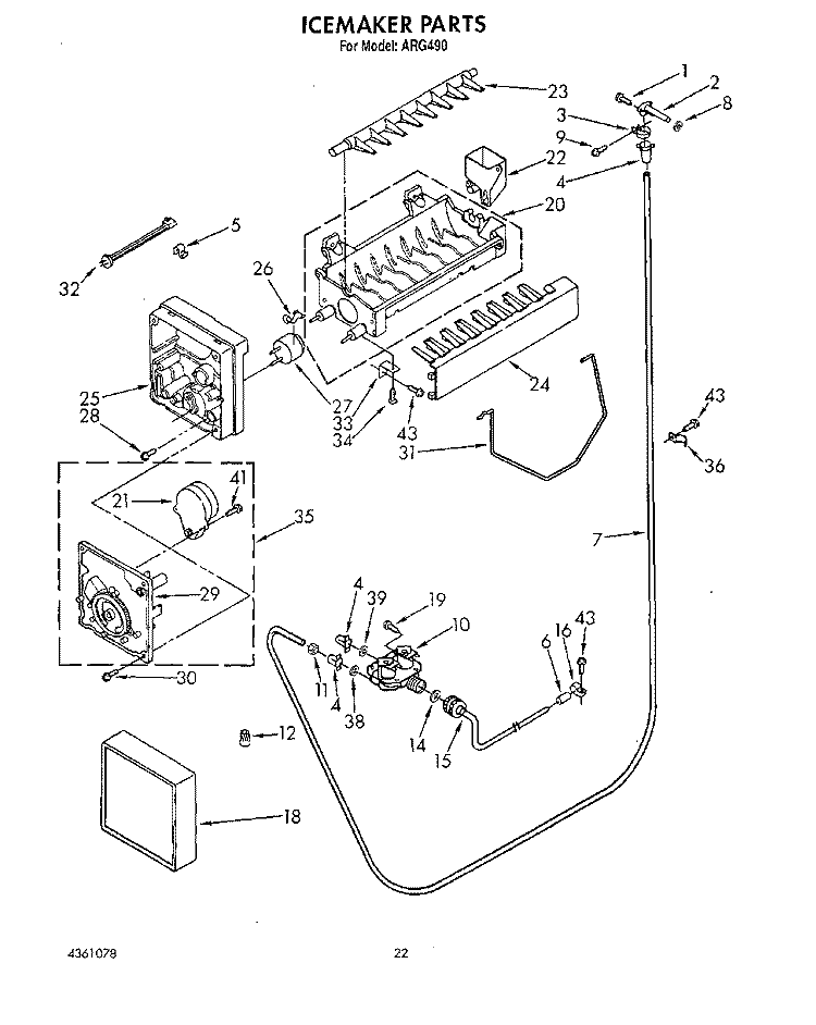 ICEMAKER, LIT/OPTIONAL Diagram and Parts List for ARG490  Whirlpool Refrigerator