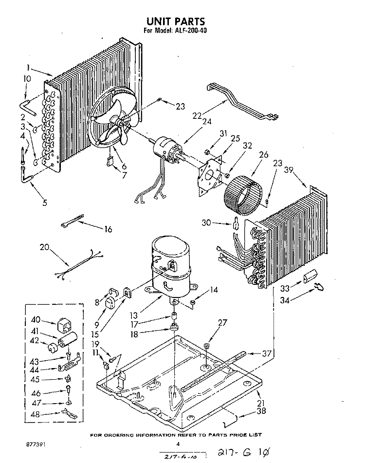 UNIT Diagram and Parts List for ALF20040  Whirlpool Air Conditioner